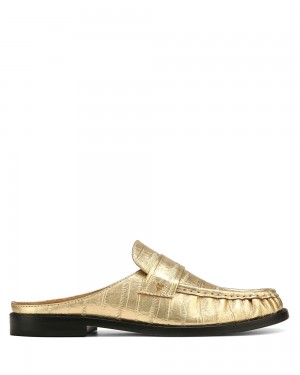 Mocasines Naked Wolfe Gleam Eel Print Leather Gold | 960438-IWR