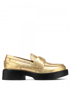 Mocasines Naked Wolfe Swan Eel Print Leather Gold | 916405-UXQ