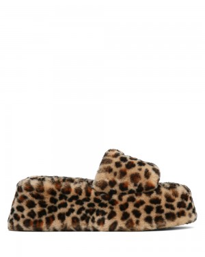 Sandalias Naked Wolfe Ivy Shearling Leopard Print | 109862-FJM