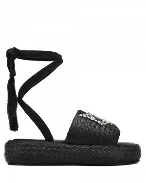 Sandalias Naked Wolfe Surf Raffia Black | 518673-SZL