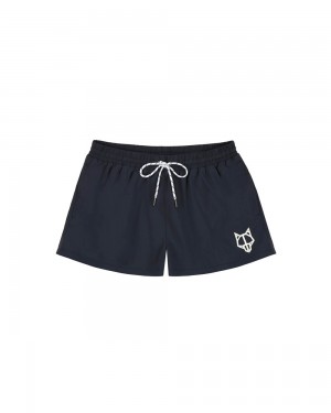Short Naked Wolfe Wolfe Head Swim Shorts Navy | 589643-QIJ